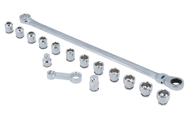 Laser Tools 8662 Extra Long Flexible Ratchet Wrench/Socket Set 16pc Laser Tools