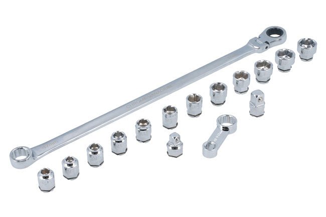 Laser Tools 8662 Extra Long Flexible Ratchet Wrench/Socket Set 16pc Laser Tools