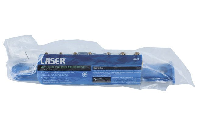 Laser Tools 8665 Low Profile Pozi Drive Socket Bit Set 1/4"D 7pc Laser Tools