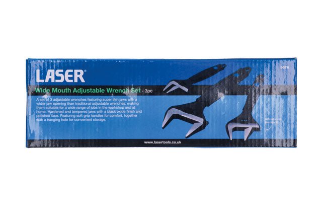 Laser Tools 8676 Wide Mouth Adjustable Wrench Set 3pc Laser Tools