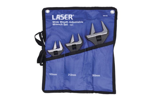 Laser Tools 8676 Wide Mouth Adjustable Wrench Set 3pc Laser Tools