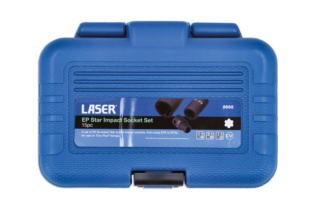 Laser Tools 8692 EP Star Impact Socket Set 15pc Laser Tools