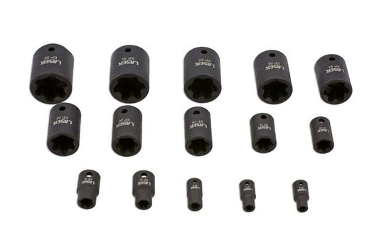Laser Tools 8692 EP Star Impact Socket Set 15pc Laser Tools