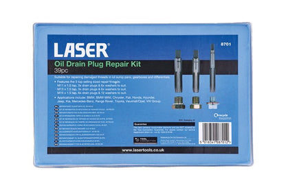 Laser Tools 8701 Oil Drain Plug Repair Kit 39pc Laser Tools