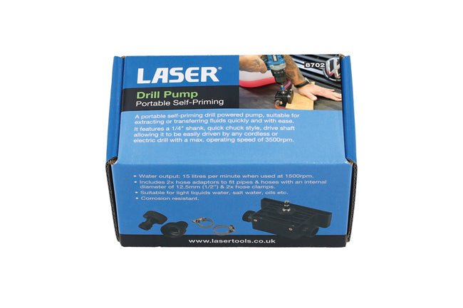 Laser Tools 8702 Portable Self-Priming Drill Pump Laser Tools