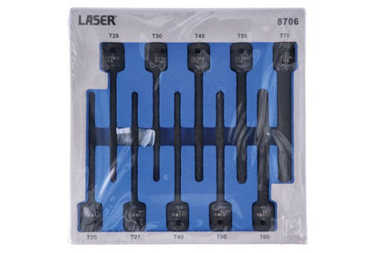 Laser Tools 8706 Extra Long Impact Star Bit Set 1/2"D 10pc Laser Tools