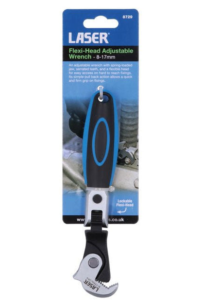 Laser Tools 8729 Flexi-Head Adjustable Wrench 8 - 17mm Laser Tools