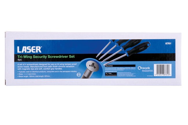 Laser Tools 8761 Tri-Wing Security Screwdriver Set 4pc Laser Tools