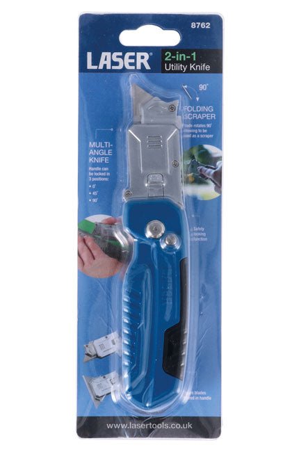 Laser Tools 8762 2-in-1 Folding Scraper & Utility Knife Laser Tools