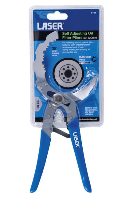 Laser Tools 8786 Self-Adjusting Oil Filter Pliers 60 â€“ 120mm Laser Tools