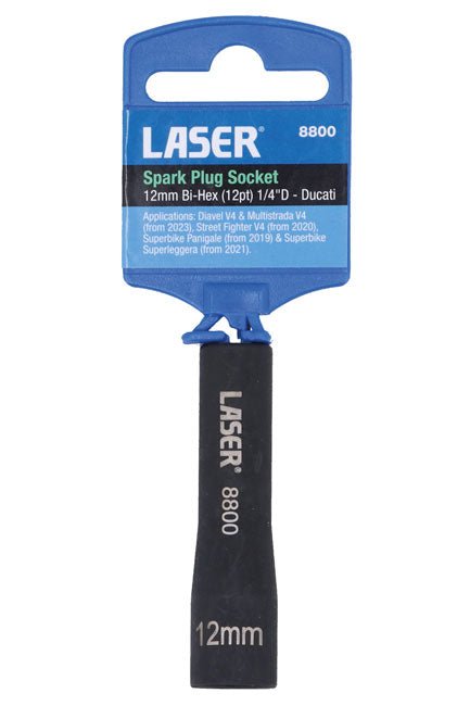 Laser Tools 8800 Spark Plug Socket - 12mm Bi-Hex (12pt) Ducati Laser Tools