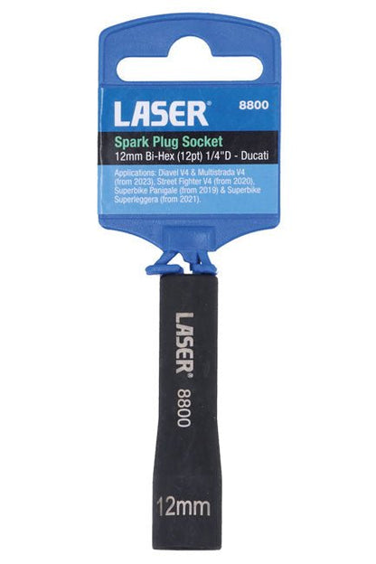 Laser Tools 8800 Spark Plug Socket - 12mm Bi-Hex (12pt) Ducati Laser Tools