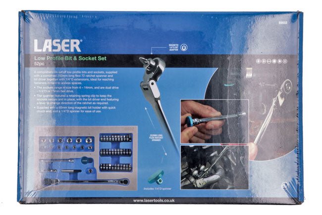 Laser Tools 8802 Low Profile Bit & Socket Set 52pc Laser Tools