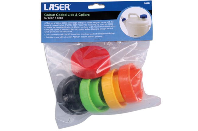 Laser Tools 8843 Colour Coded Lids & Collars - for 6867 & 6868 Laser Tools
