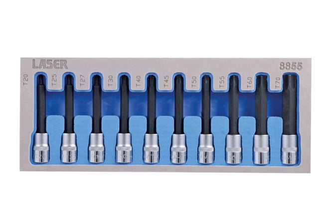 Laser Tools 8855 Long Star Bit Socket Set 3/8"D 10pc Laser Tools