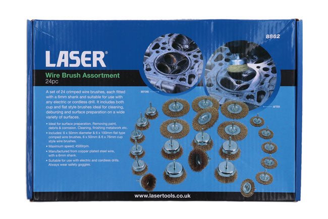 Laser Tools 8862 Wire Brush Assortment 24pc Laser Tools