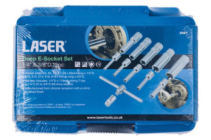 Laser Tools 8867 Deep E-Socket Set 1/4" & 3/8"D 12pc Laser Tools