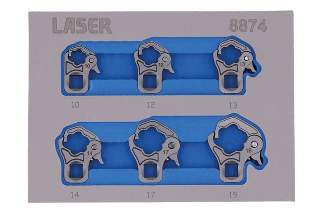 Laser Tools 8874 Ratchet Flare Nut Wrench Set 3/8"D 10mm - 19mm Laser Tools