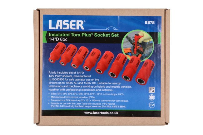 Laser Tools 8878 Insulated Torx Plus® Socket Set 1/4"D 8pc Laser Tools