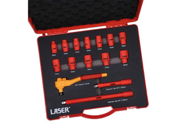 Laser Tools 8891 VDE Insulated Socket Set 3/8"D 15pc Laser Tools