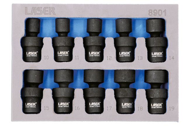 Laser Tools 8901 Impact Universal Joint Socket Set 3/8"D 10pc Laser Tools