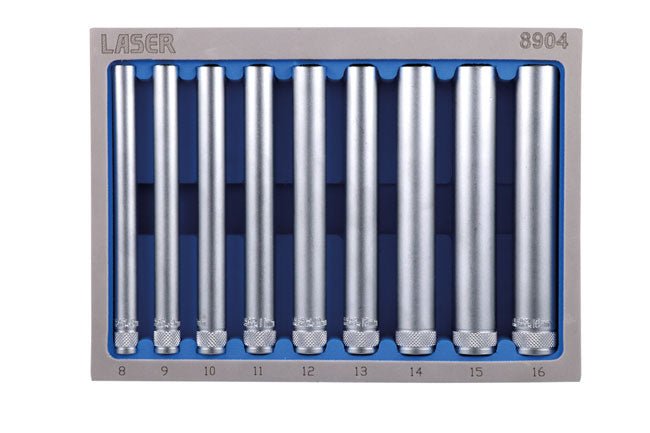 Laser Tools 8904 Extra Long Socket Set 1/4"D 9pc Laser Tools