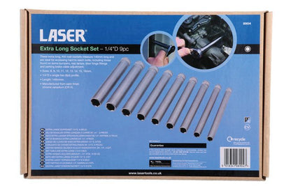 Laser Tools 8904 Extra Long Socket Set 1/4"D 9pc Laser Tools