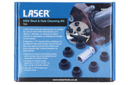 Laser Tools 8908 Universal Stud & Hub Cleaning Kit 7pc Laser Tools