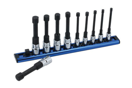 Laser Tools 8910 Reduced Shank Hex Socket Bit Set 1/4"D & 3/8"D 10pc Laser Tools