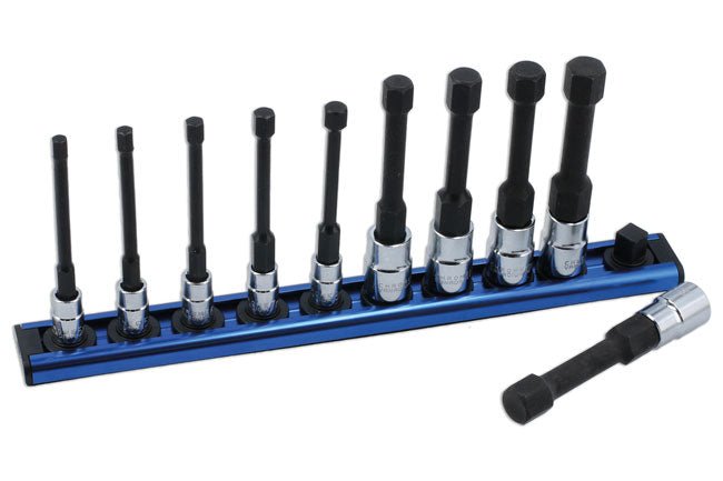 Laser Tools 8910 Reduced Shank Hex Socket Bit Set 1/4"D & 3/8"D 10pc Laser Tools