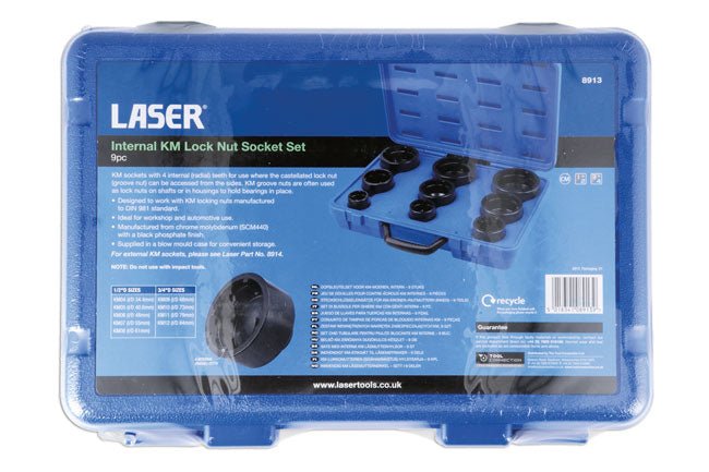 Laser Tools 8913 Internal KM Lock Nut Socket Set - 9pc Laser Tools