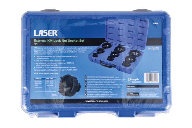 Laser Tools 8914 External KM Lock Nut Socket Set - 9pc Laser Tools