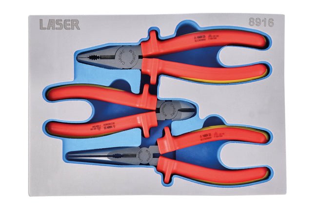 Laser Tools 8916 Insulated Plier Set 3pc Laser Tools