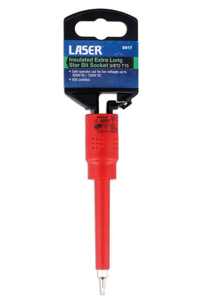 Laser Tools 8917 Insulated Extra Long Star Bit Socket 3/8"D T15 Laser Tools