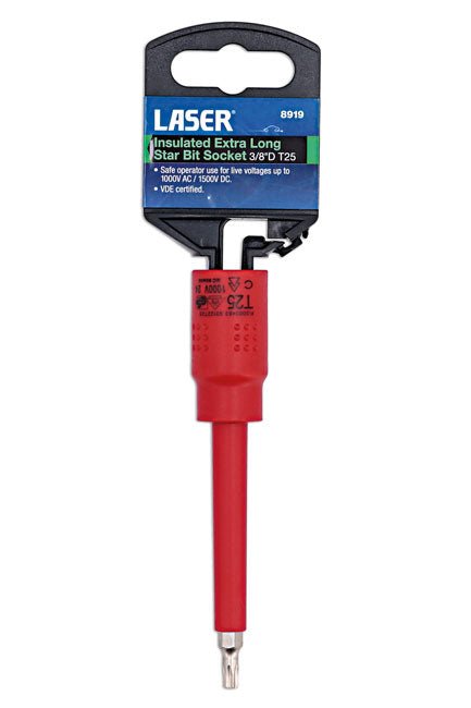 Laser Tools 8919 Insulated Extra Long Star Bit Socket 3/8"D T25 Laser Tools