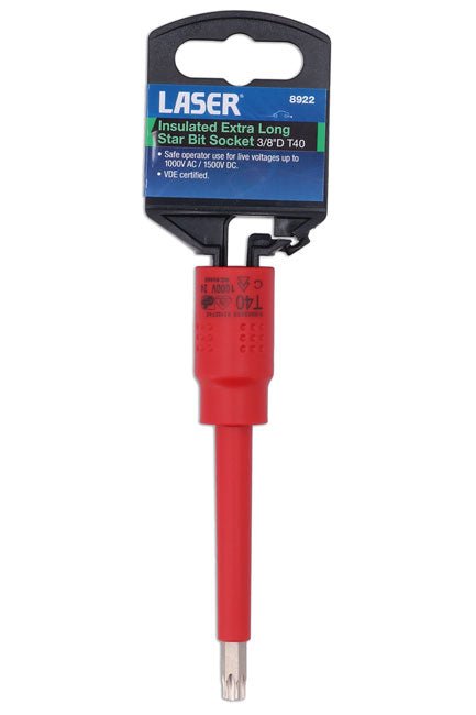 Laser Tools 8922 Insulated Extra Long Star Bit Socket 3/8"D T40 Laser Tools