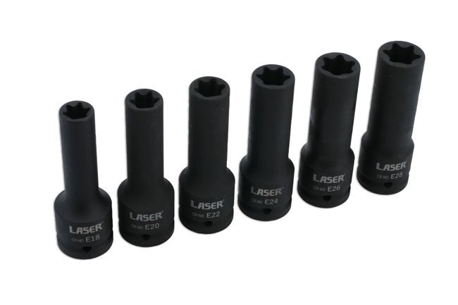 Laser Tools 8940 Deep Impact E-Socket Set 3/4"D 6pc Laser Tools