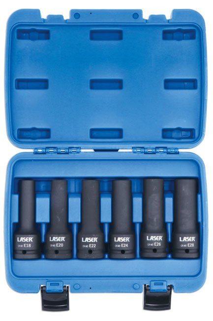 Laser Tools 8940 Deep Impact E-Socket Set 3/4"D 6pc Laser Tools