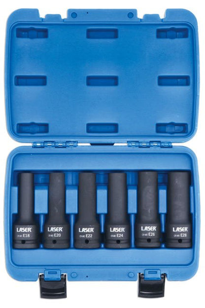 Laser Tools 8940 Deep Impact E-Socket Set 3/4"D 6pc Laser Tools