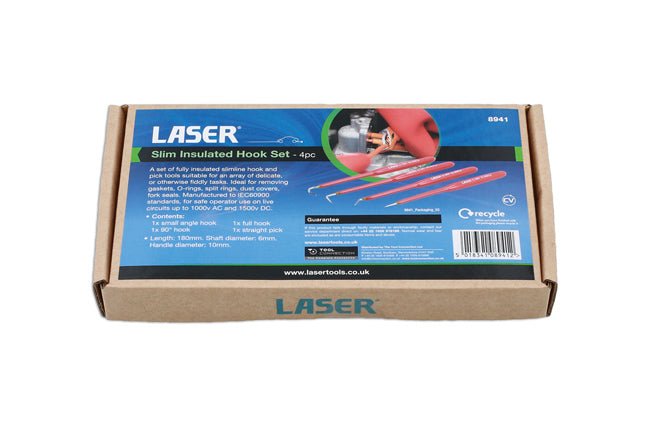 Laser Tools 8941 Slim Insulated Hook Set 4pc Laser Tools