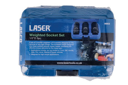 Laser Tools 8953 Weighted Socket Set 1/2"D 3pc Laser Tools