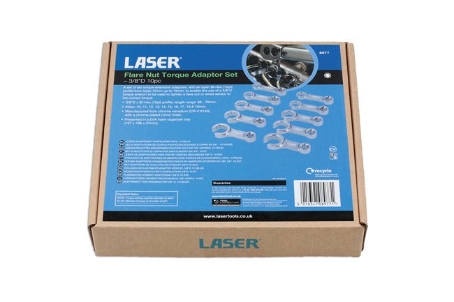 Laser Tools 8977 Flare Nut Torque Adaptor Set 3/8"D 10pc Laser Tools