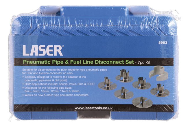 Laser Tools 8983 Pneumatic Pipe & Fuel Line Disconnect Set - 7pc Kit Laser Tools