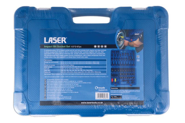 Laser Tools 8987 Impact Bit Socket Set 1/2"D 67pc Laser Tools
