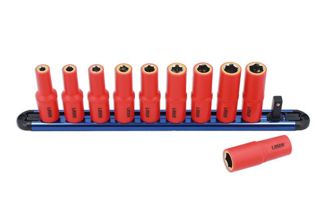 Laser Tools 8988 VDE Insulated Socket Set 6-15mm 3/8"D 10pc Laser Tools