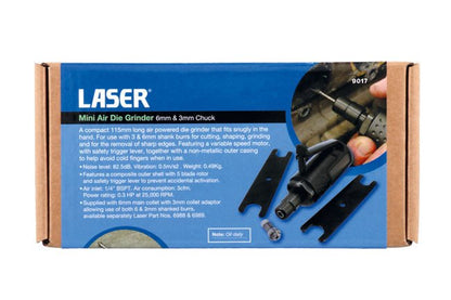 Laser Tools 9017 Mini Air Die Grinder - 6mm & 3mm Chuck Laser Tools