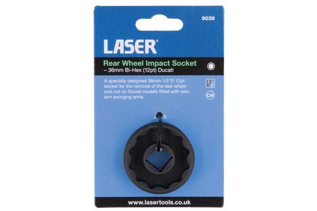 Laser Tools 9039 Rear Wheel Impact Socket - 36mm Bi-Hex (12pt) Ducati Laser Tools