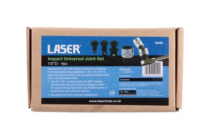 Laser Tools 9049 Impact Universal Joint Set 1/2"D 4pc Laser Tools