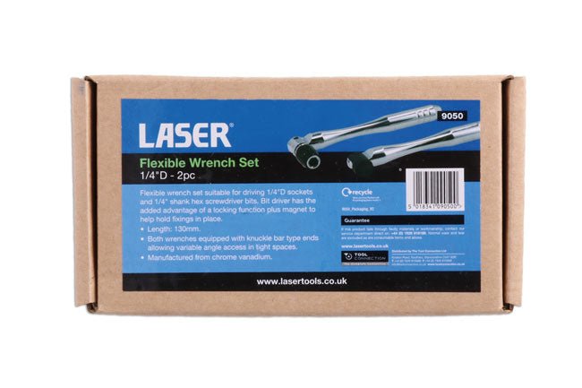 Laser Tools 9050 Flexible Wrench Set 1/4"D 2pc Laser Tools