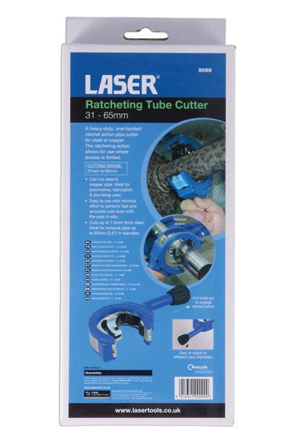 Laser Tools 9099 Ratcheting Tube Cutter 31 - 65mm Laser Tools